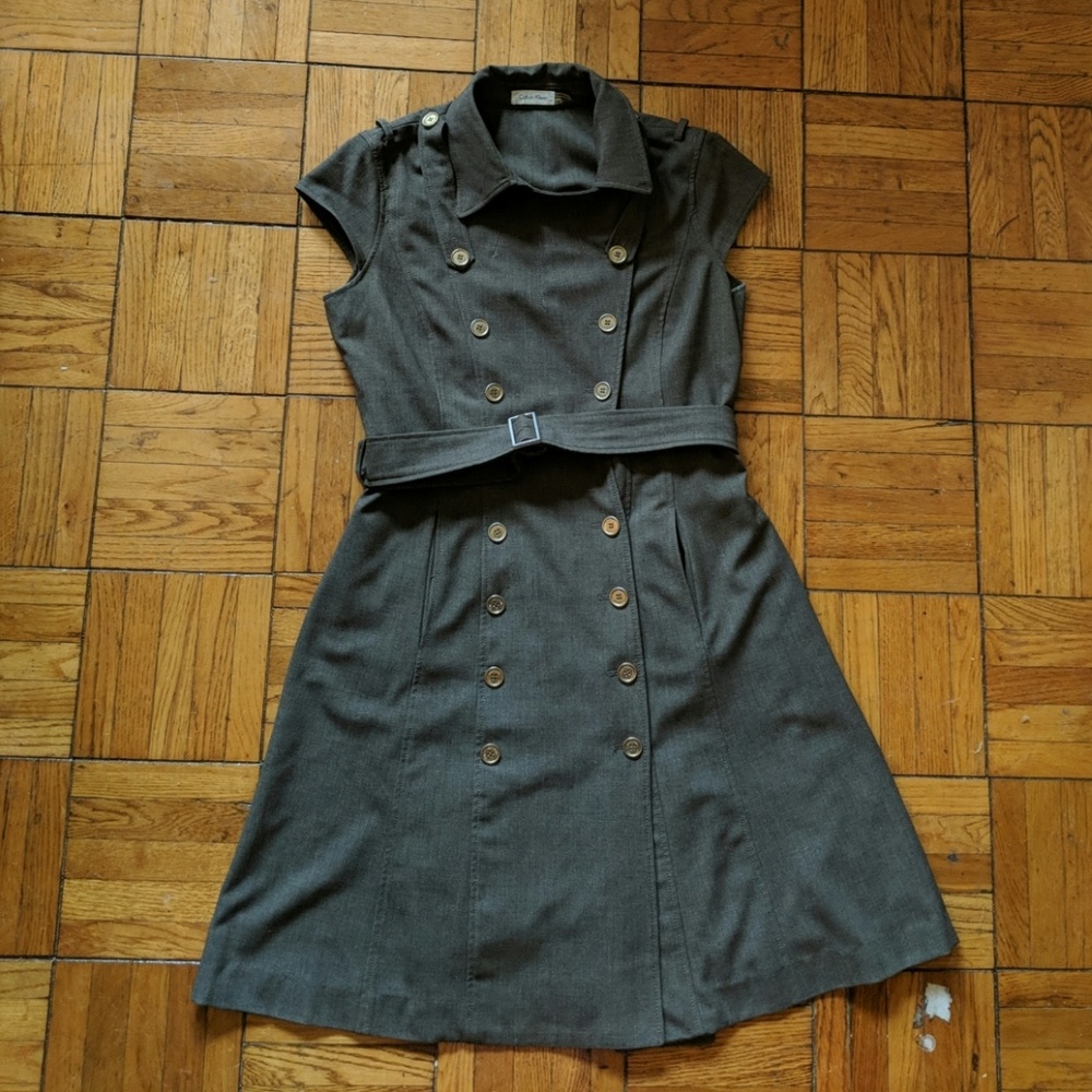 Calvin Klein military-style belted dress - 12